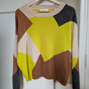 Women's 100% Cashmere Sweater Bailey 44 Size XL - Yellow, Brown, Gray